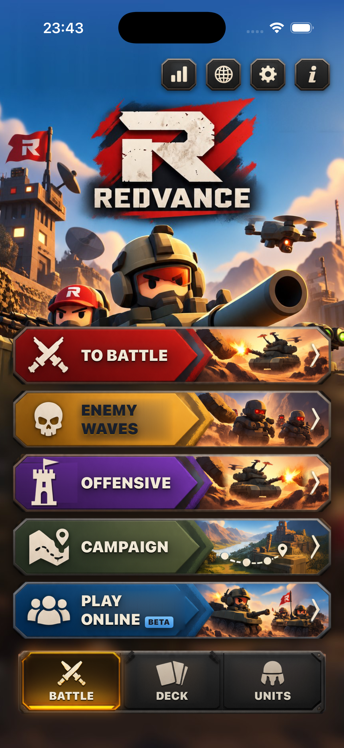 Redvance home screen